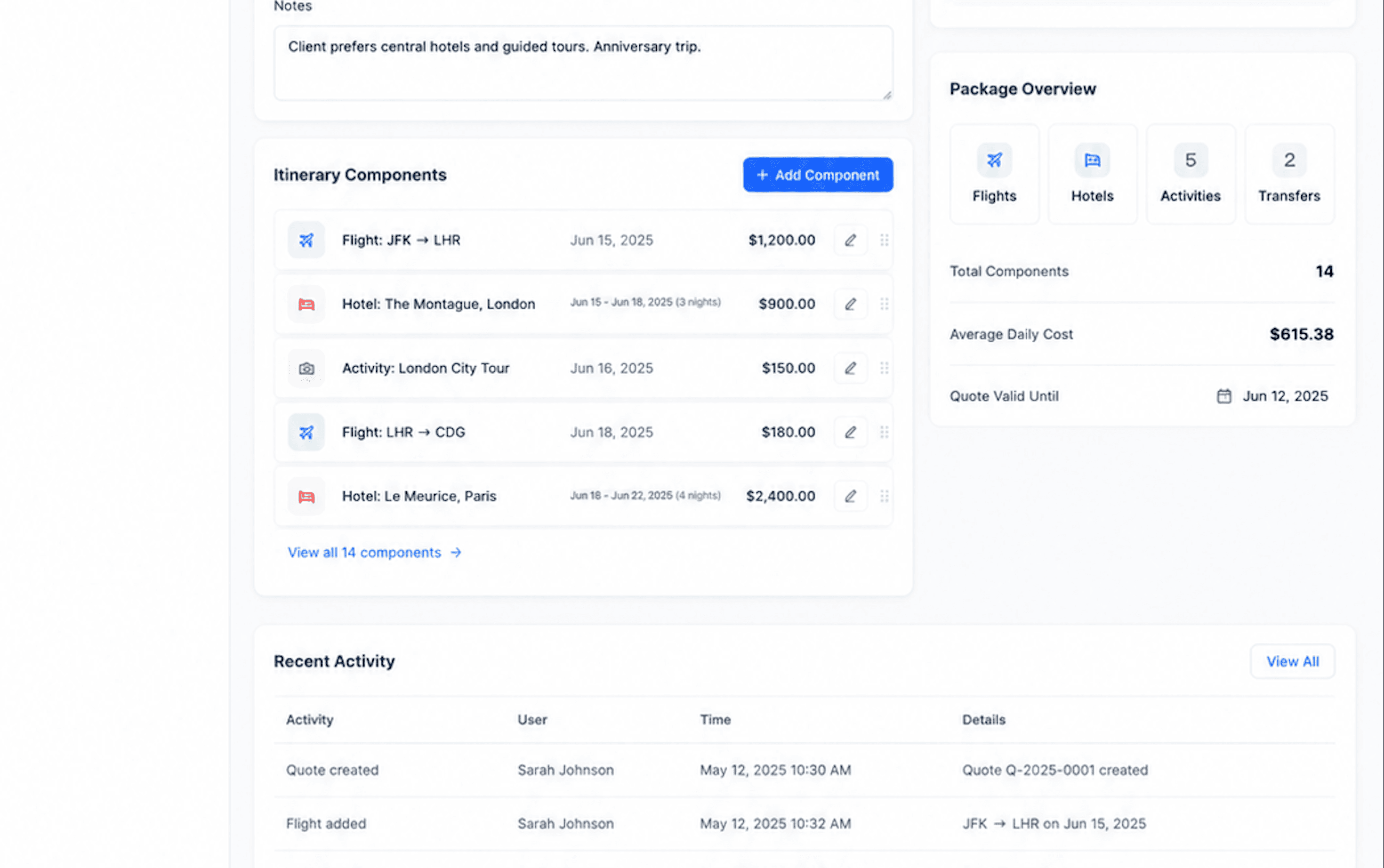 Custom Quote & Package Builder Web Tool for an Independent Travel Agency — screenshot 1
