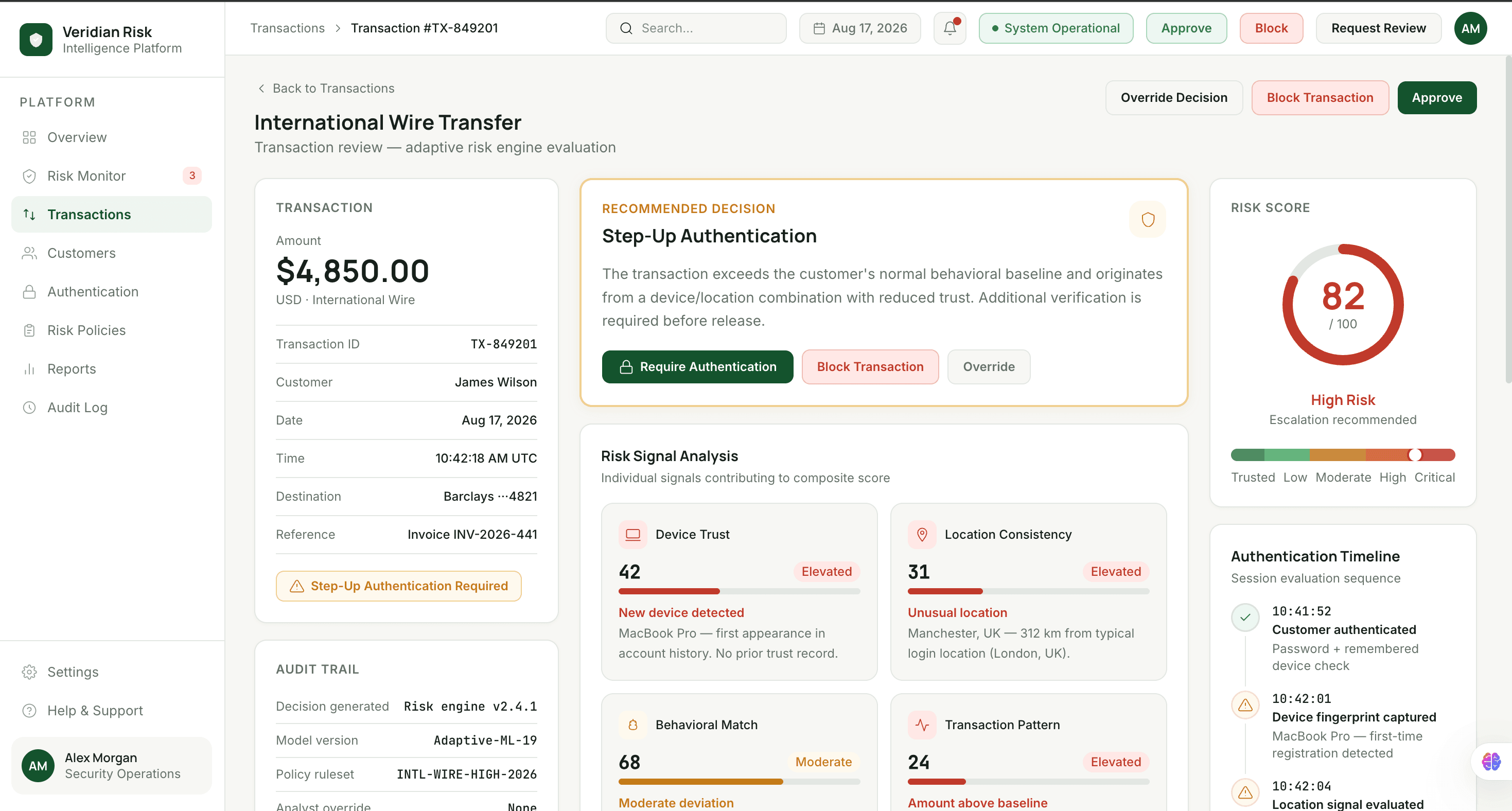 Adaptive Risk-Based Authentication Model for an Online Banking Platform — screenshot 2